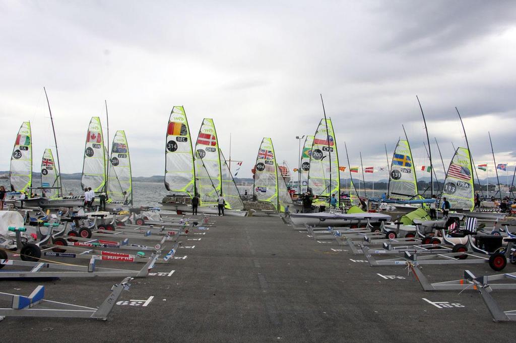 49ers pre race in boat park - 2014 ISAF Sailing World Championships Santander, Day 8 © Sail-World.com http://www.sail-world.com
